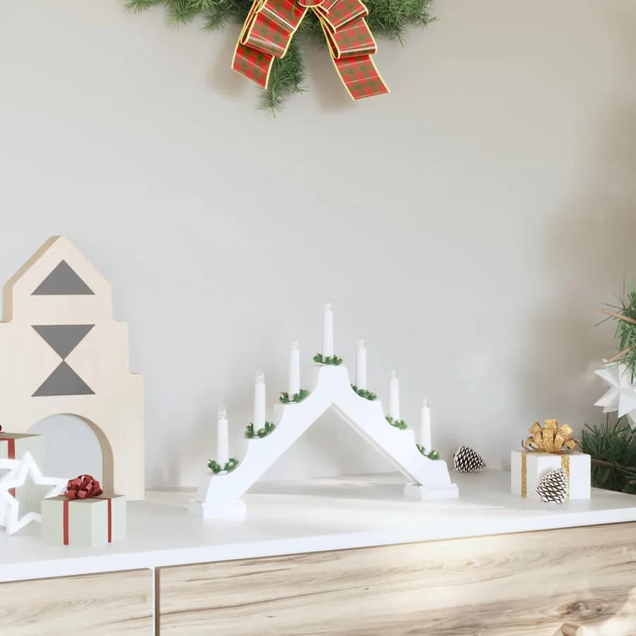 Pont de bougie de Noël Blanc 39.5 x 5 x 29 cm Pin massif - 3