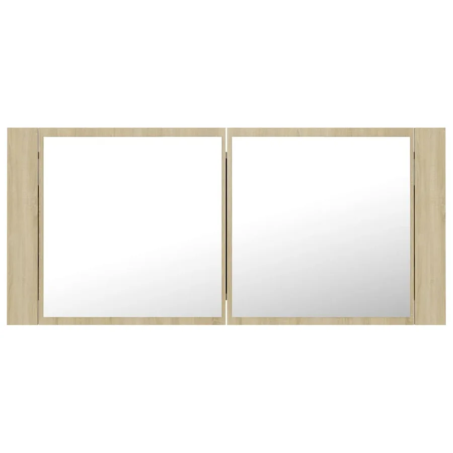 Armoire à miroir à LED de bain Chêne sonoma 100x12x45 Acrylique - 4