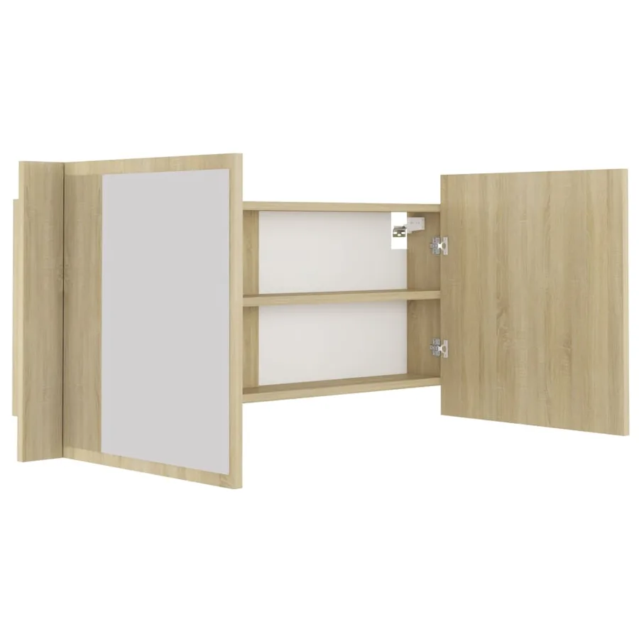 Armoire à miroir à LED de bain Chêne sonoma 100x12x45 Acrylique - 5