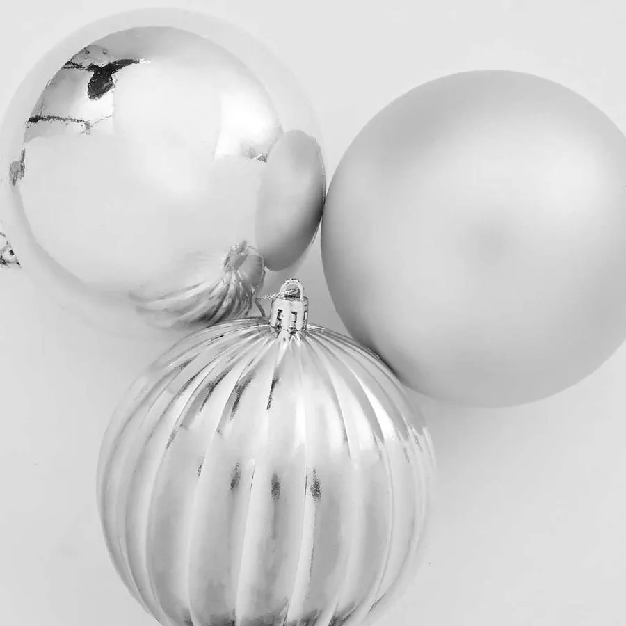 Ensemble de Boules de Noël XL 9 pcs Argent Ø 15 cm Plastique - 4