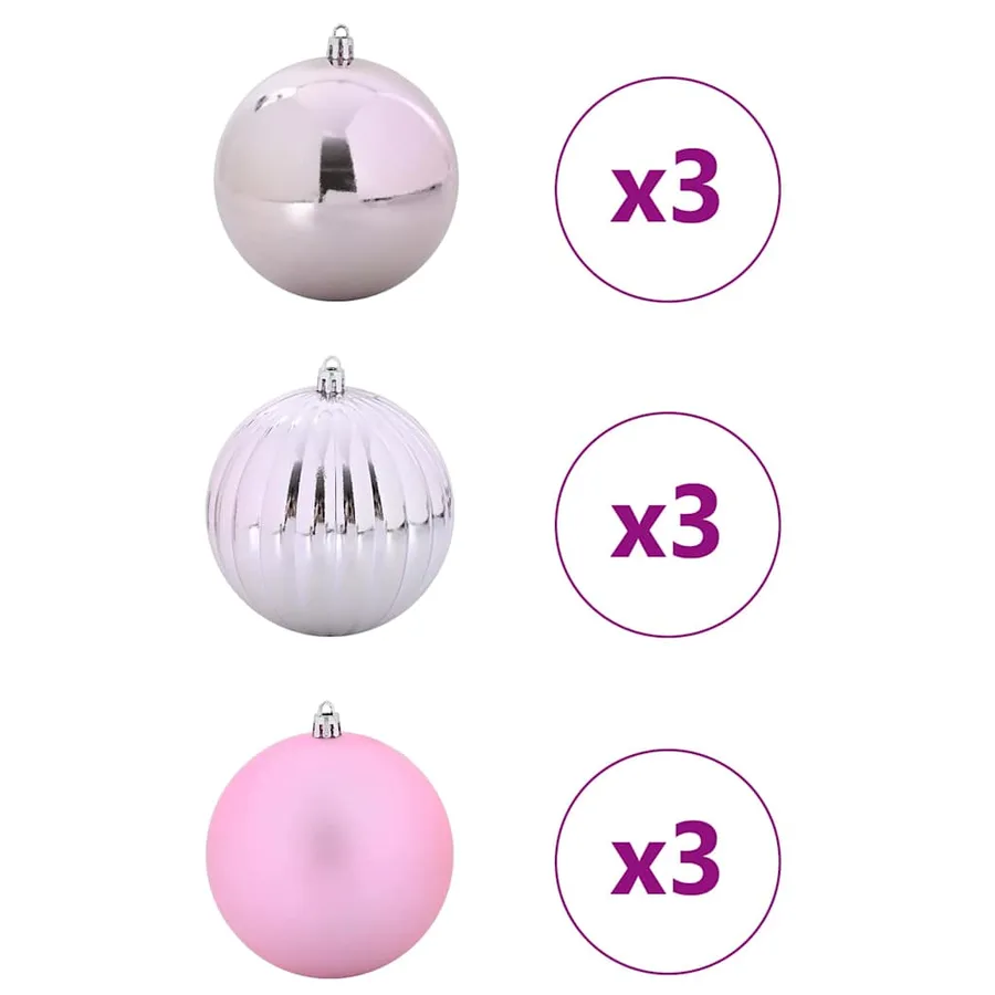 Ensemble de Boules de Noël XL 9 pcs Rose Ø 15 cm Plastique LED - 3