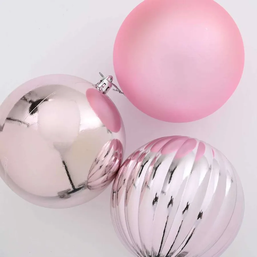 Ensemble de Boules de Noël XL 9 pcs Rose Ø 15 cm Plastique LED - 4