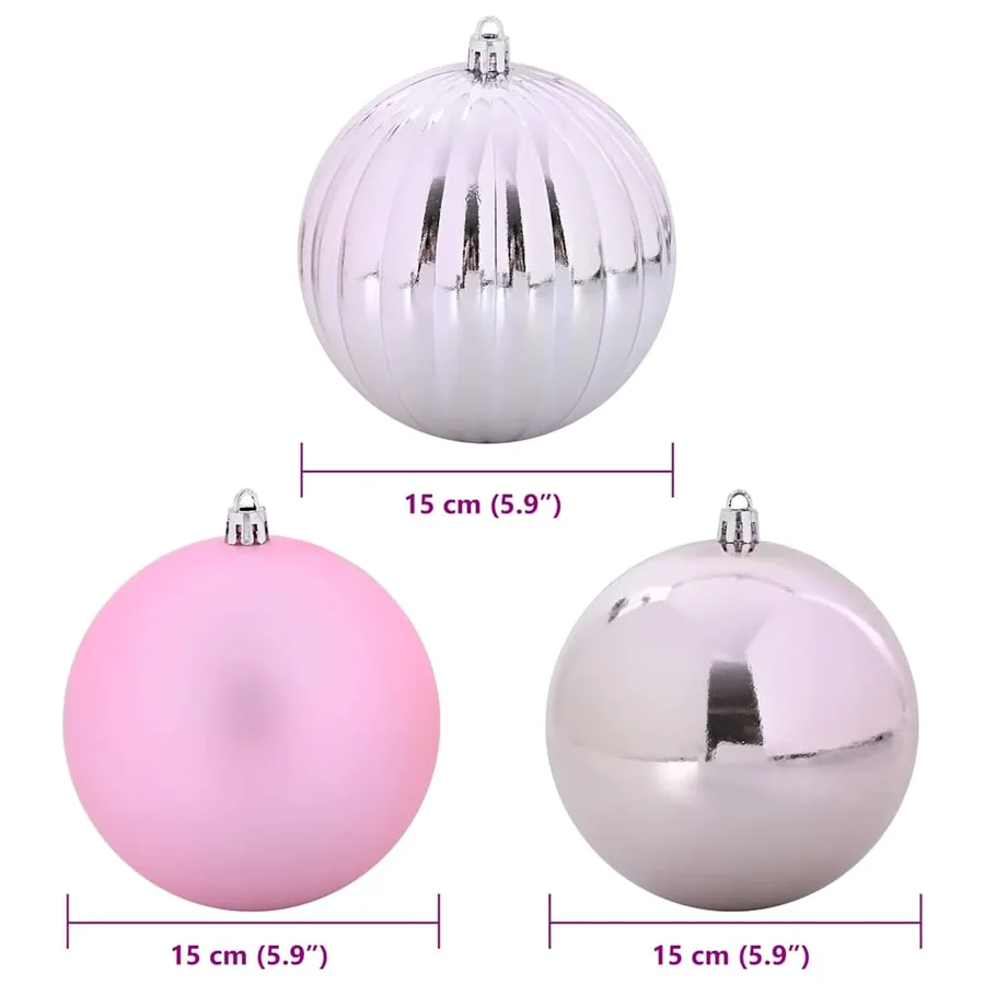 Ensemble de Boules de Noël XL 9 pcs Rose Ø 15 cm Plastique LED - 5