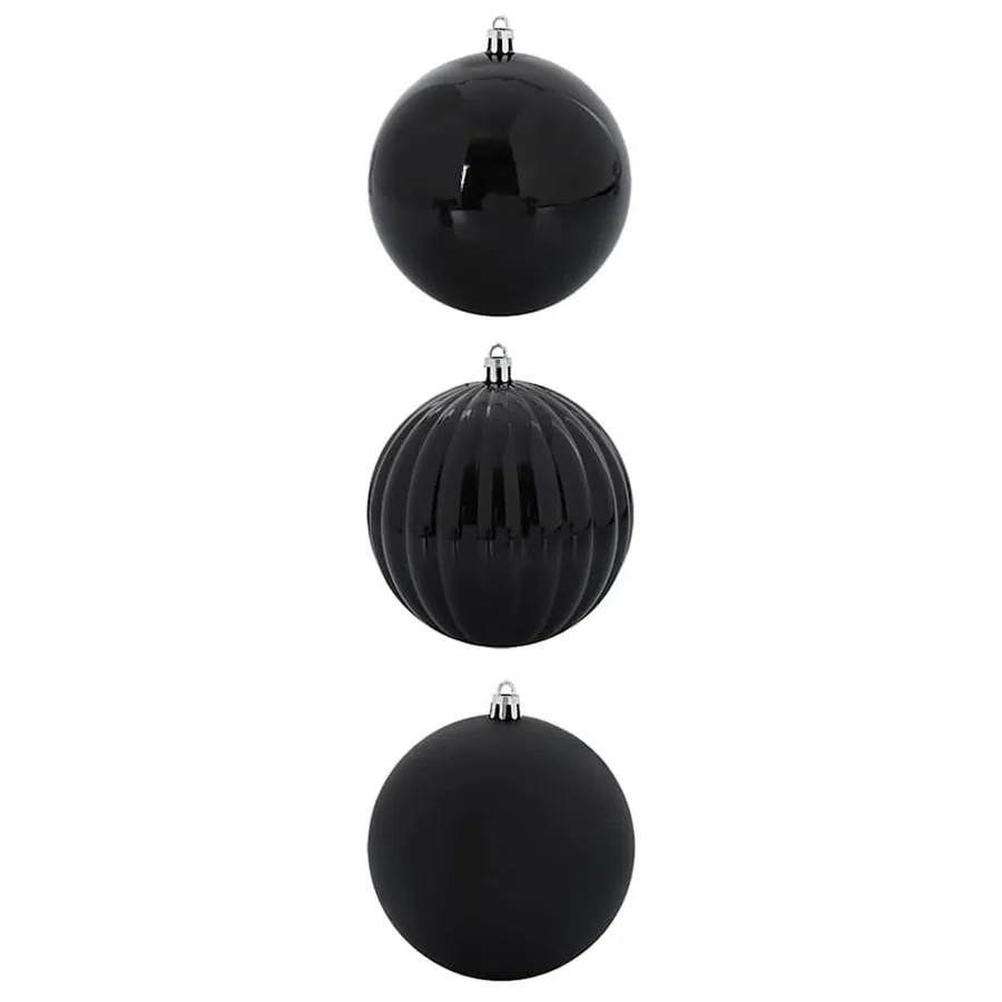 Ensemble de Boules de Noël XXL 3 pcs Noir Ø 25 cm Plastique LED - 2