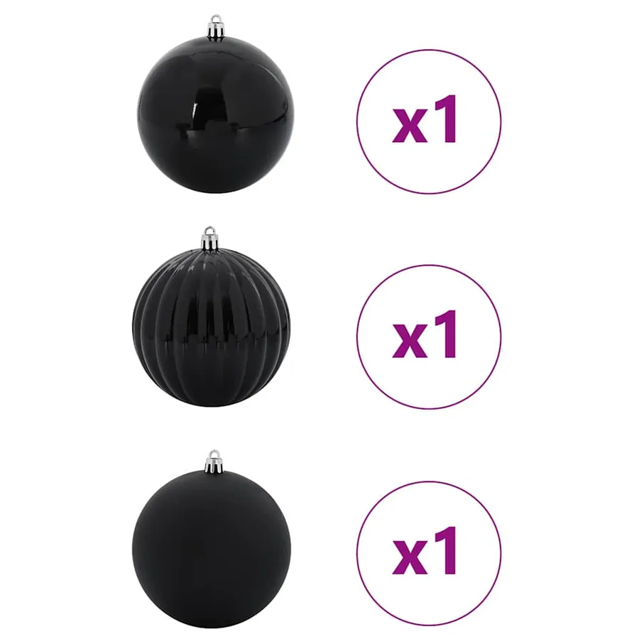 Ensemble de Boules de Noël XXL 3 pcs Noir Ø 25 cm Plastique LED - 3