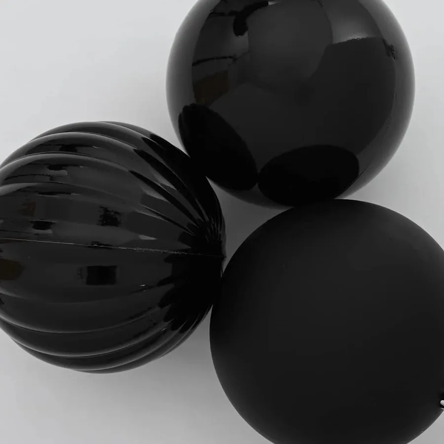 Ensemble de Boules de Noël XXL 3 pcs Noir Ø 25 cm Plastique LED - 4