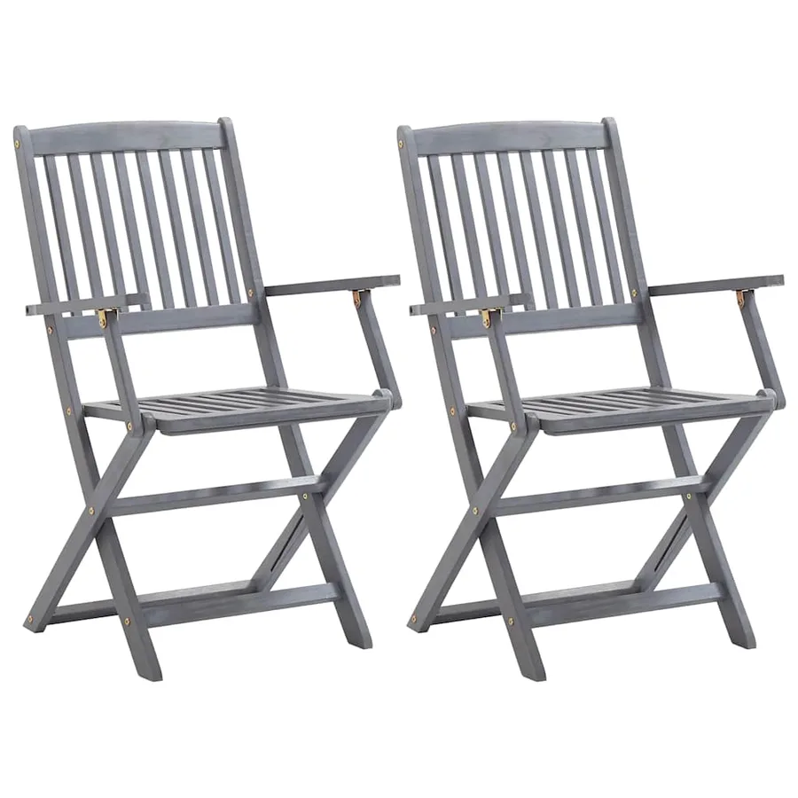 Chaises pliables d'extérieur lot de 2 et coussins Bois d'acacia - 2