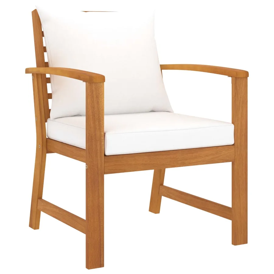 Salon de jardin 5 pcs avec coussin Bois d'acacia solide - 7