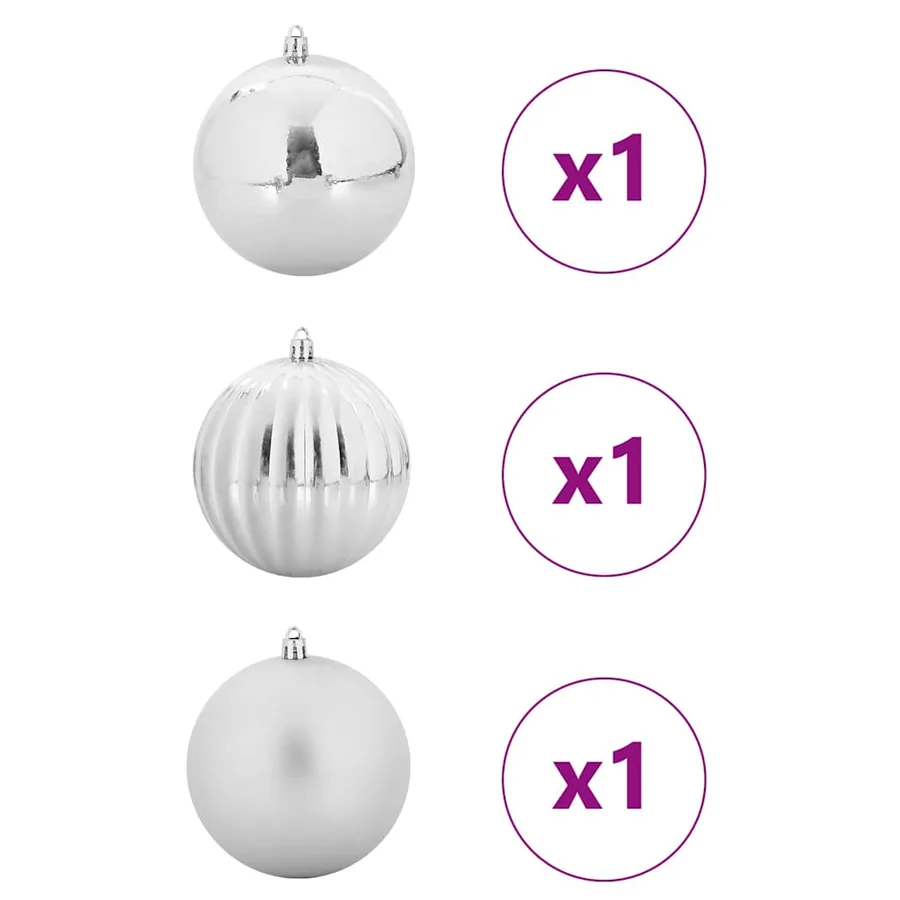 Ensemble de Boules de Noël XXL 3 pcs Argent Ø 25 cm Plastique - 3