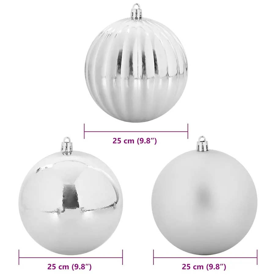 Ensemble de Boules de Noël XXL 3 pcs Argent Ø 25 cm Plastique - 5