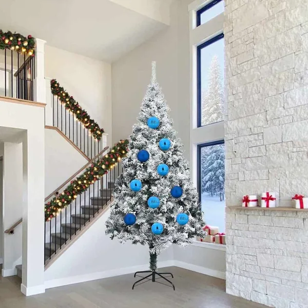 Ensemble de Boules de Noël XXL 4 pcs Bleu Ø 20 cm Plastique LED