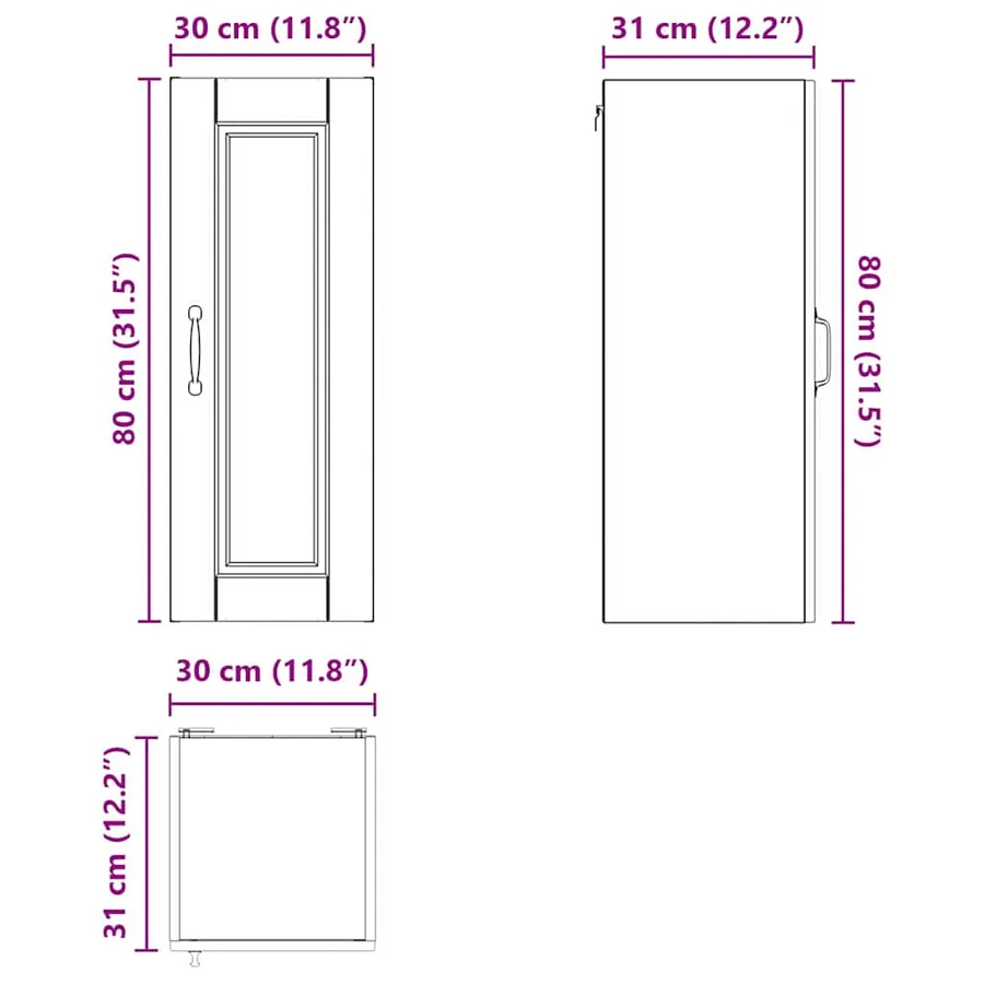 Meuble mural PORTO 2 pcs Blanc 30 x 31 x 80 cm - 14