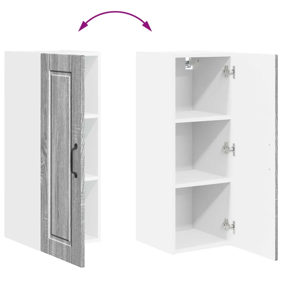 Meuble mural PORTO 2 pcs Gris Sonoma 30 x 31 x 80 cm - 12