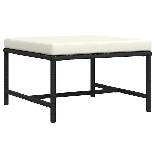 Repose-pied sectionnel avec coussin Noir Résine tressée