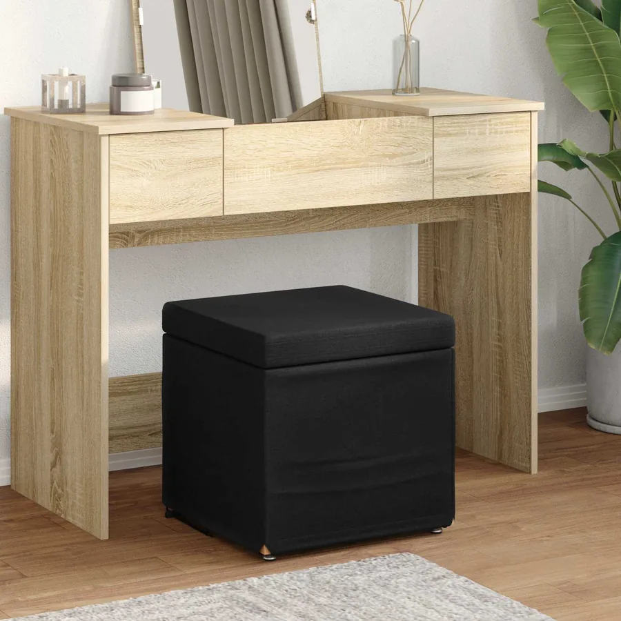 Tabouret Noir 41 x 41 x 40 cm Tissu et bois stratifié