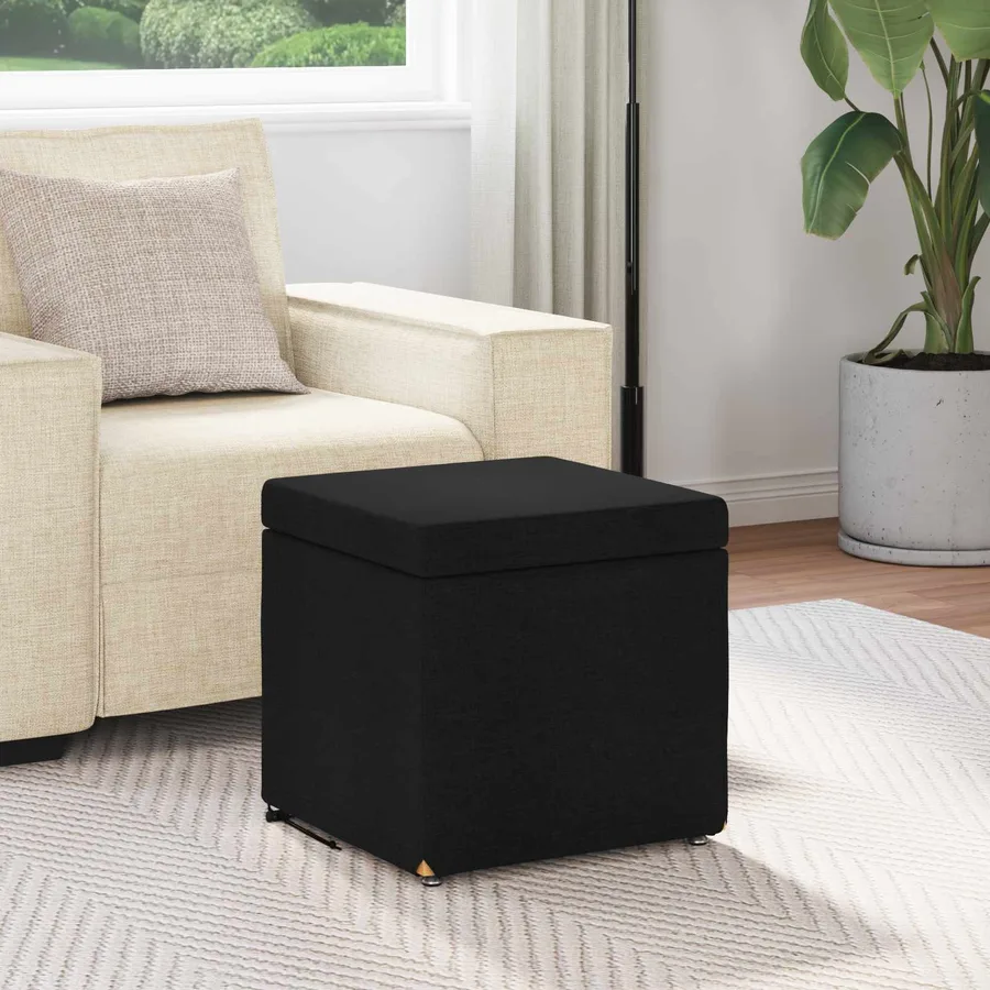 Tabouret Noir 41 x 41 x 40 cm Tissu et bois stratifié - 3