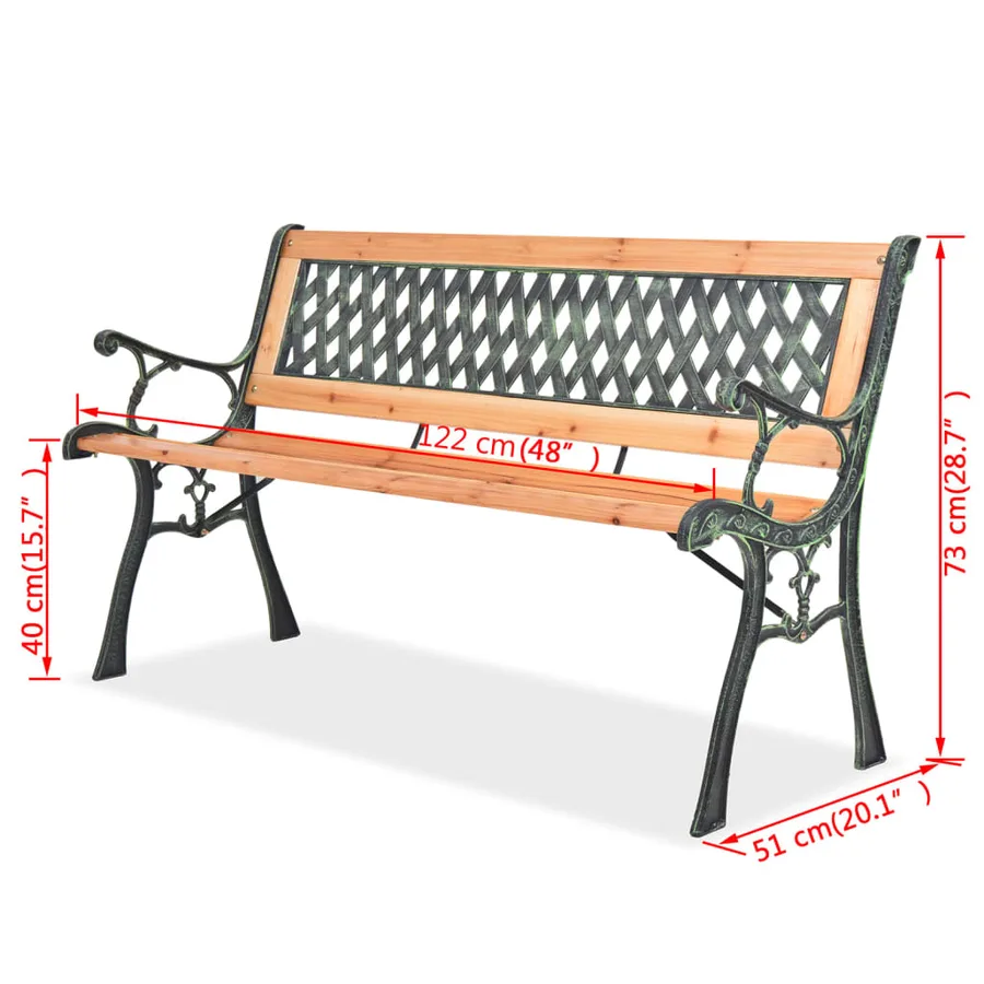 Banc de jardin 122 cm Bois - 7