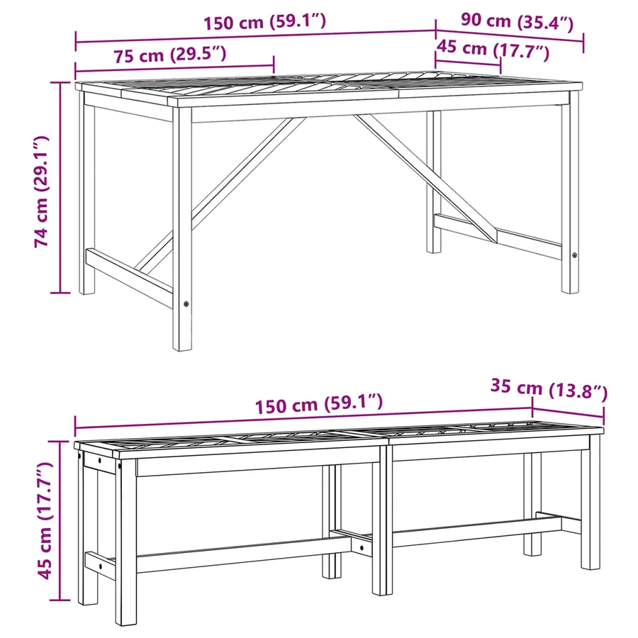 Ensemble de salle à manger pour jardin 6 pc Marron - 13