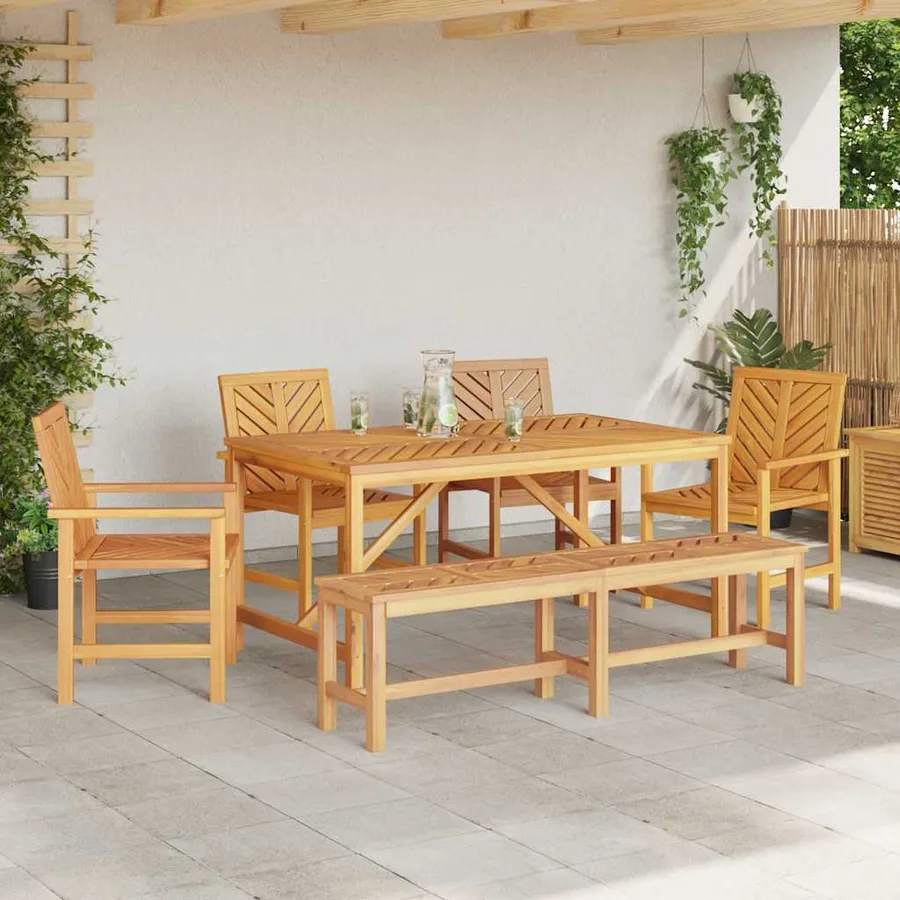 Ensemble de salle à manger pour jardin 6 pc Marron - 4
