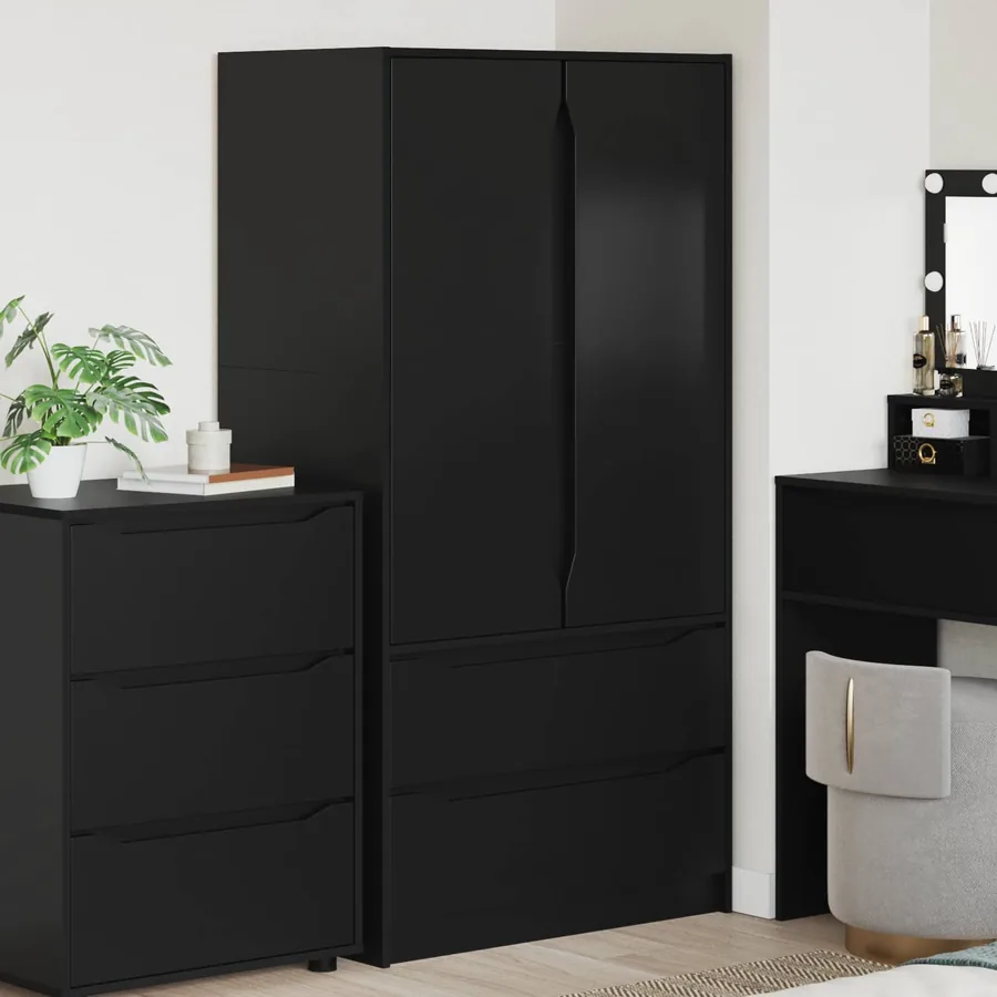 Armoire avec tiroir Noir 79,5 x 49 x 156 cm Bois d’ingénierie