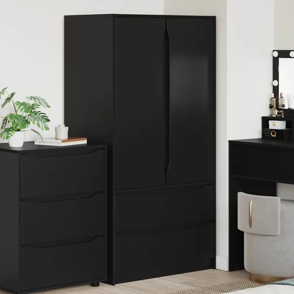 Armoire avec tiroir Noir 79,5 x 49 x 156 cm Bois d’ingénierie