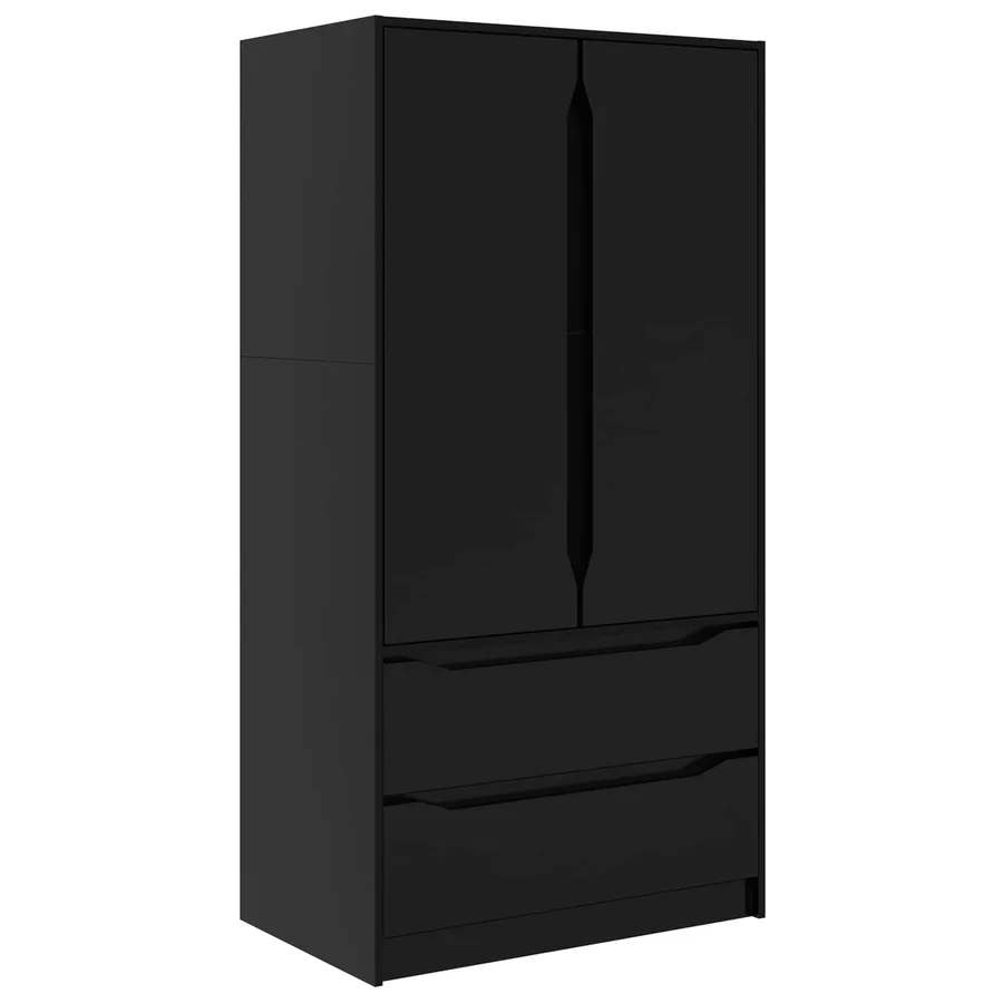 Armoire avec tiroir Noir 79,5 x 49 x 156 cm Bois d’ingénierie - 2