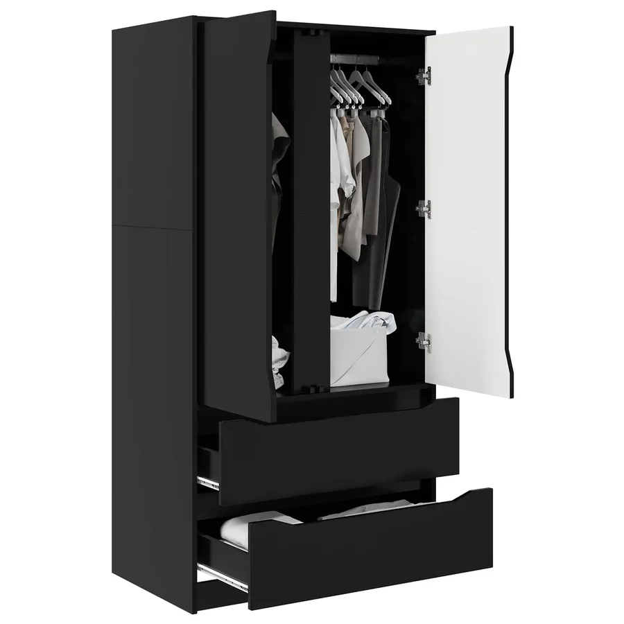 Armoire avec tiroir Noir 79,5 x 49 x 156 cm Bois d’ingénierie - 3