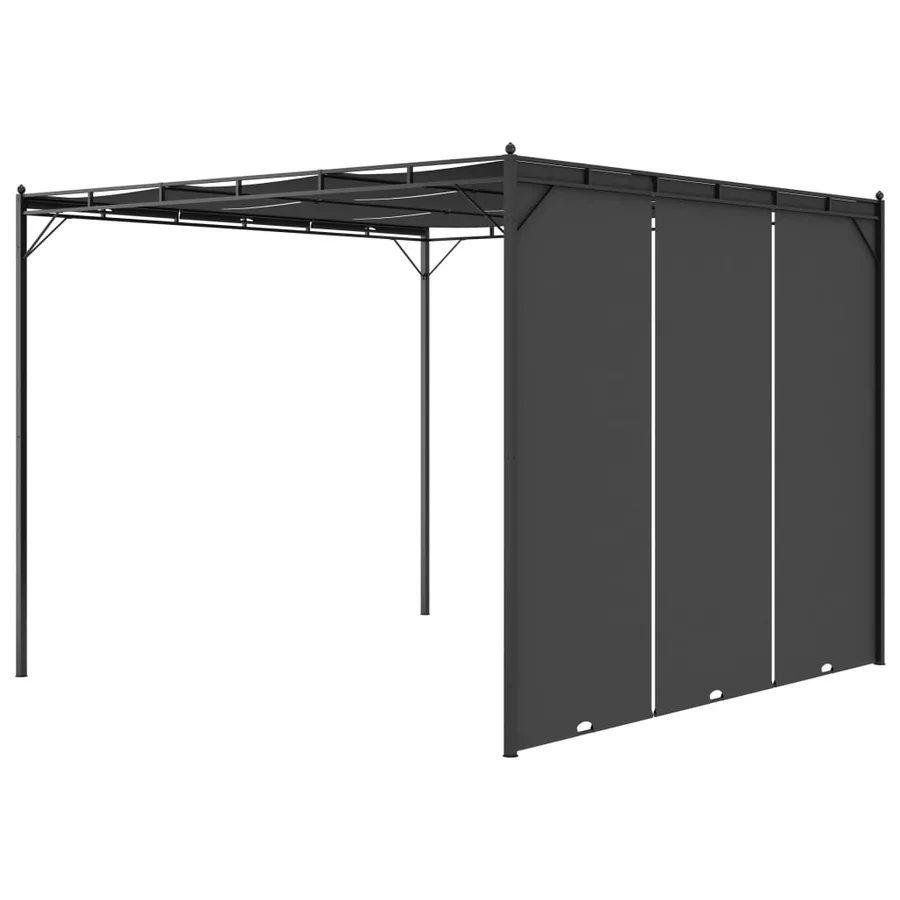 Belvédère de jardin avec rideau latéral 3x3x2,25 m Anthracite - 4