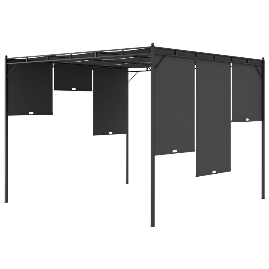 Belvédère de jardin avec rideau latéral 3x3x2,25 m Anthracite - 5