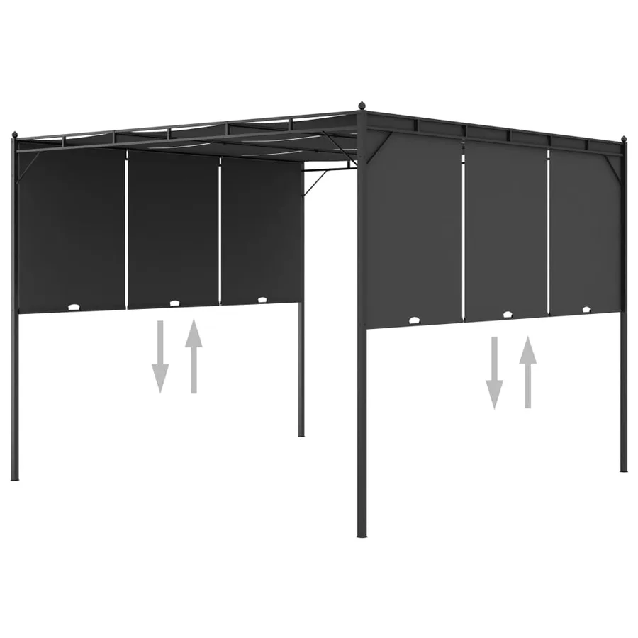 Belvédère de jardin avec rideau latéral 3x3x2,25 m Anthracite - 6
