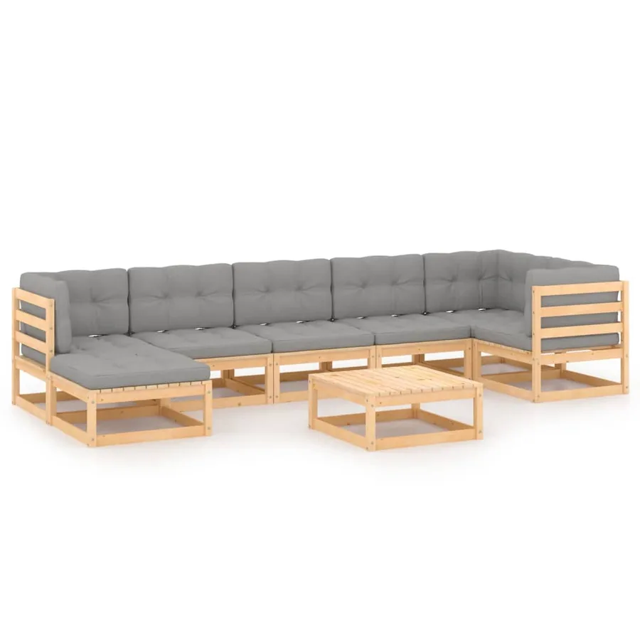 Salon de jardin 8 pcs avec coussins Bois de pin massif - 2