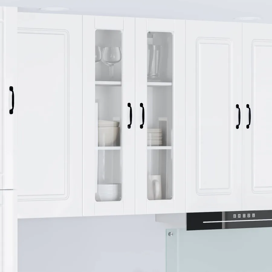 Cabinet en verre mural PORTO Blanc brillant 60 x 31 x 100 cm