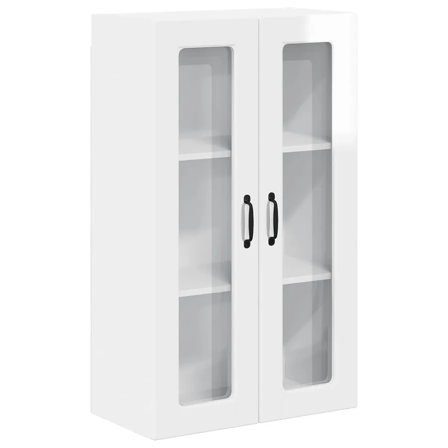 Cabinet en verre mural PORTO Blanc brillant 60 x 31 x 100 cm - 2