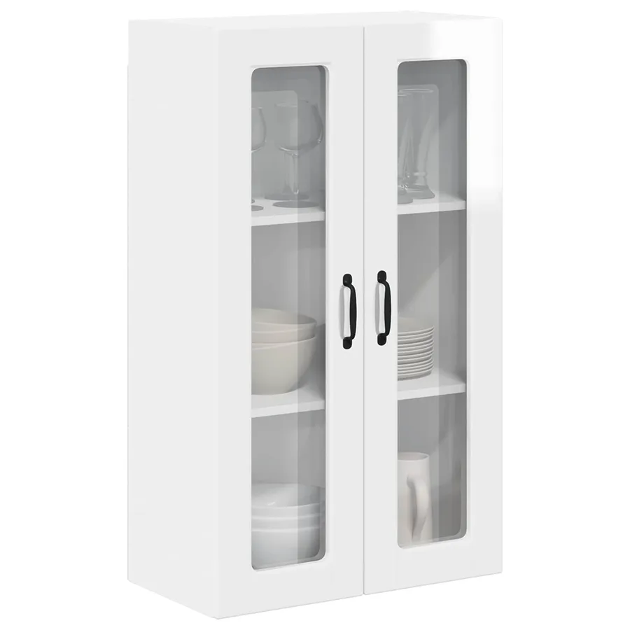 Cabinet en verre mural PORTO Blanc brillant 60 x 31 x 100 cm - 3