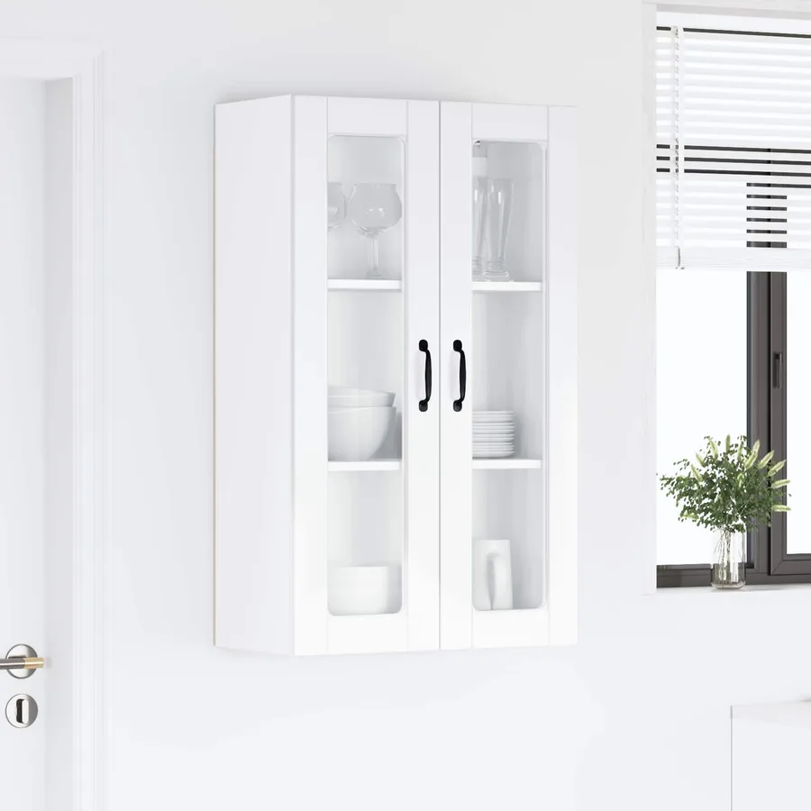 Cabinet en verre mural PORTO Blanc brillant 60 x 31 x 100 cm - 4