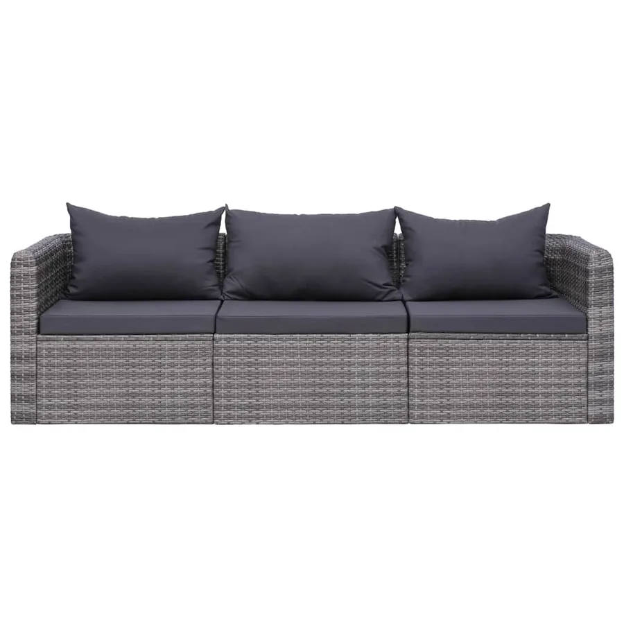 Salon de jardin 9 pcs avec coussins Résine tressée Gris - 15