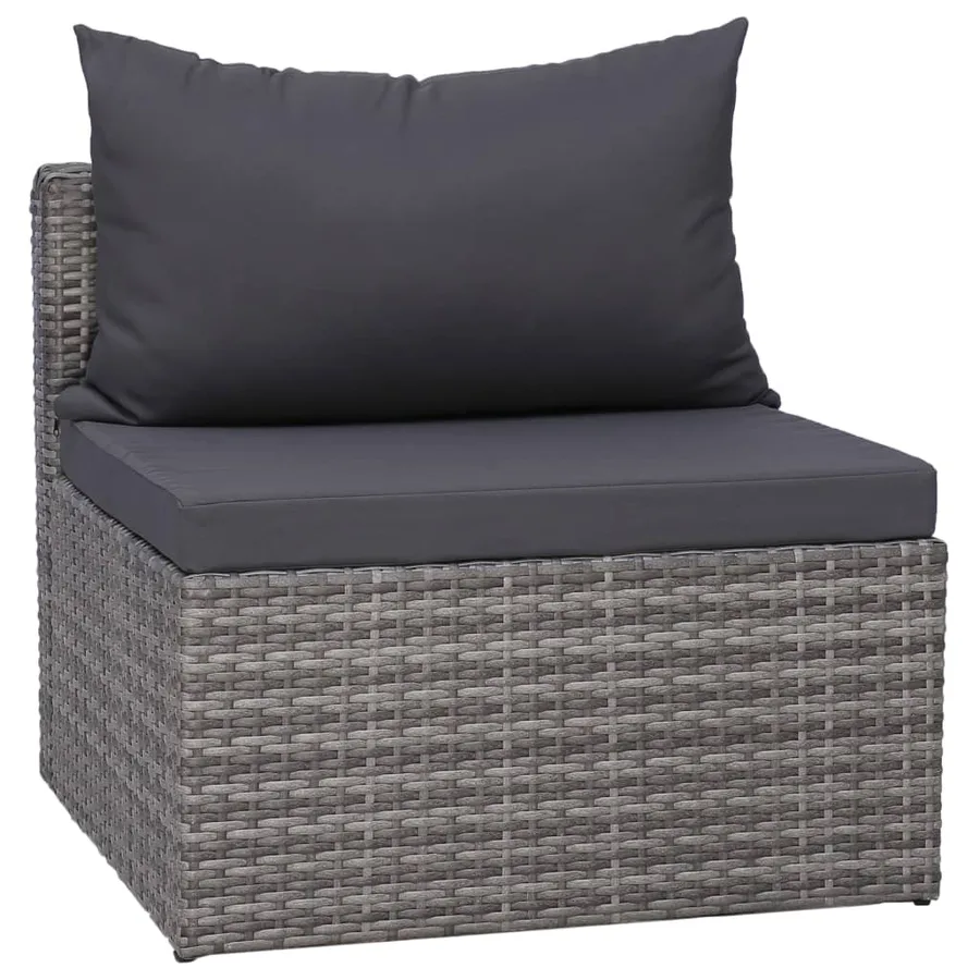 Salon de jardin 9 pcs avec coussins Résine tressée Gris - 6