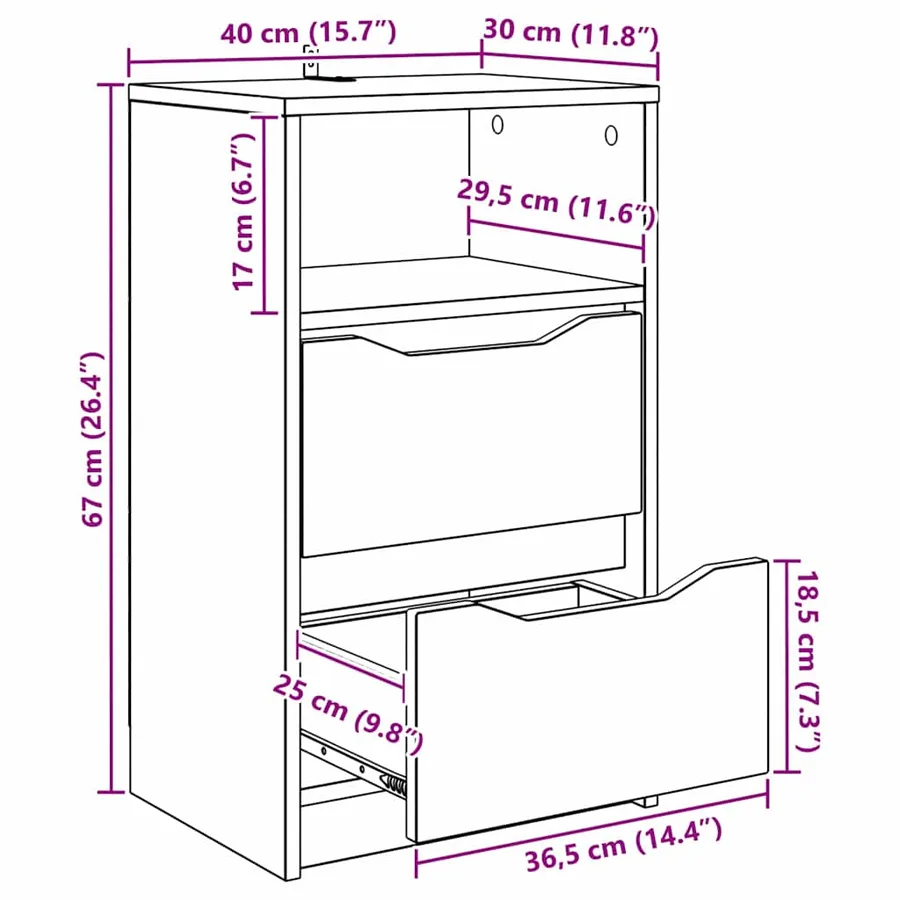 Table de chevet Blanc 40 x 30 x 467 cm Bois d'ingénierie - 12