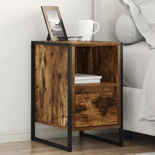 Table de chevet avec tiroir 2 pcs Chêne Fumé 39,5 x 30 x 50 cm
