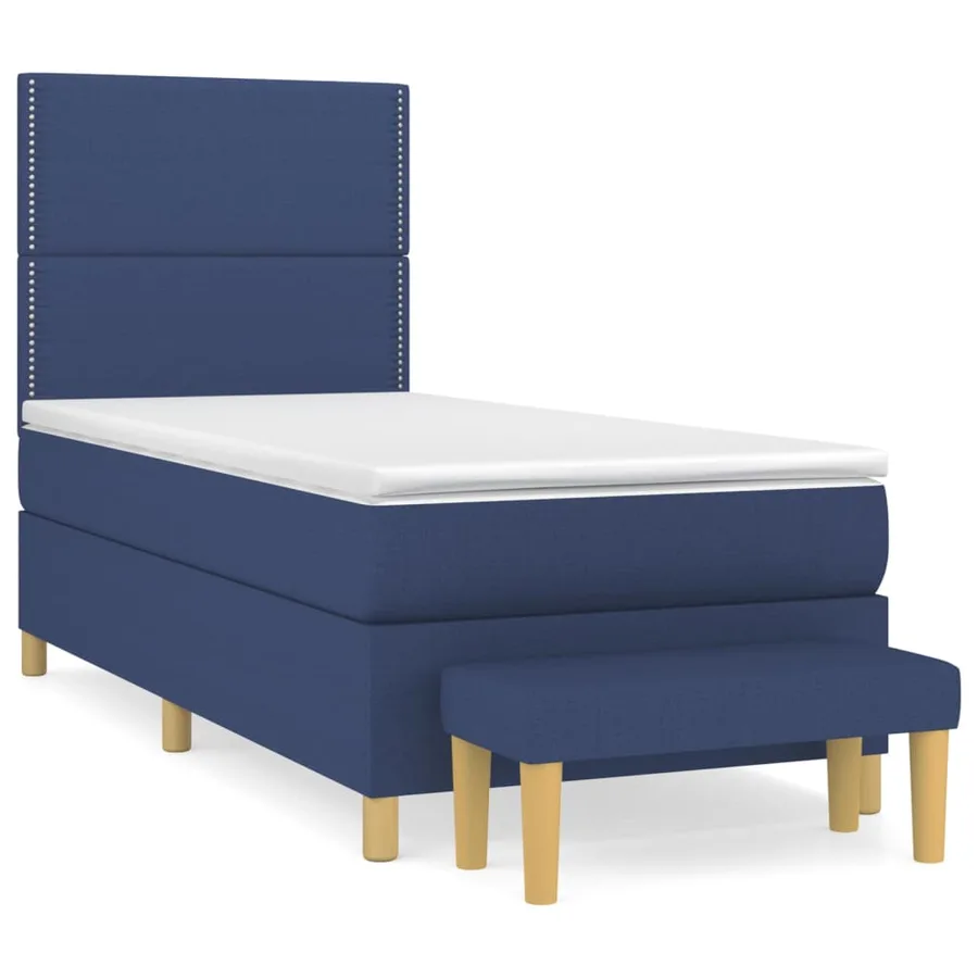 Sommier à lattes de lit avec matelas Bleu 100x200 cm Tissu - 2