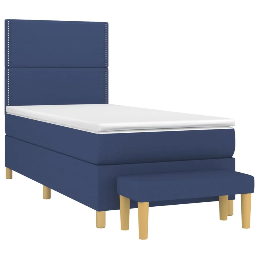 Sommier à lattes de lit avec matelas Bleu 100x200 cm Tissu - 3