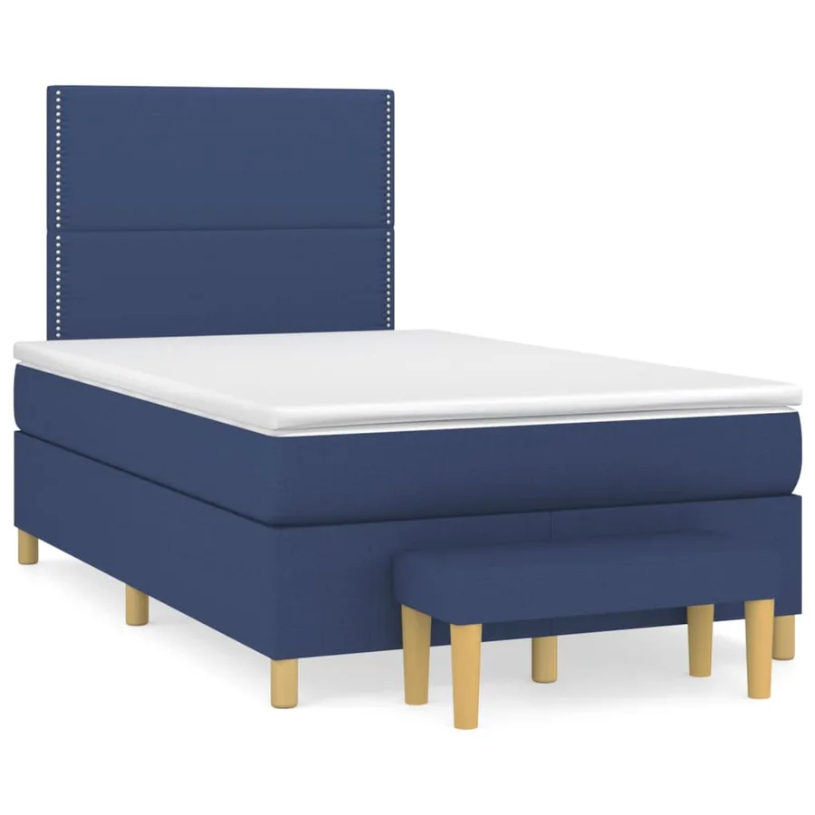 Sommier à lattes de lit avec matelas Bleu 120x200 cm Tissu - 2