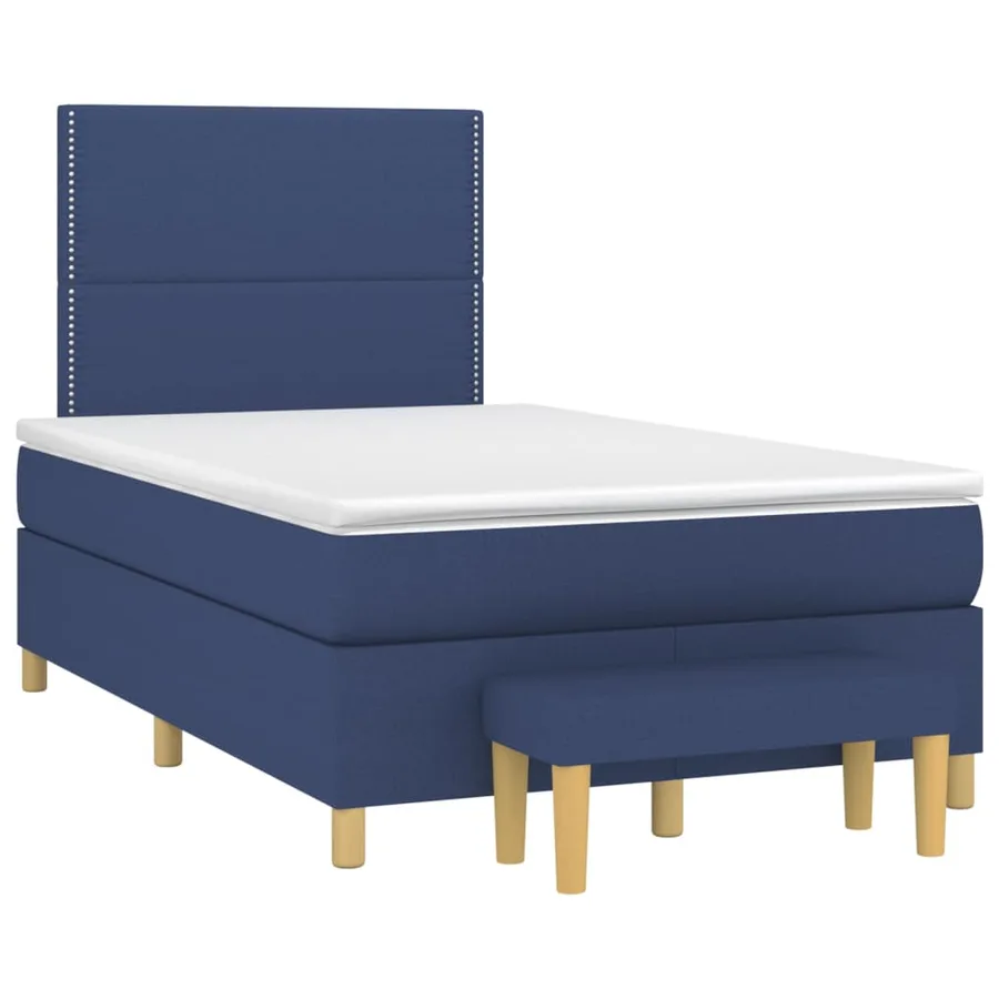 Sommier à lattes de lit avec matelas Bleu 120x200 cm Tissu - 3