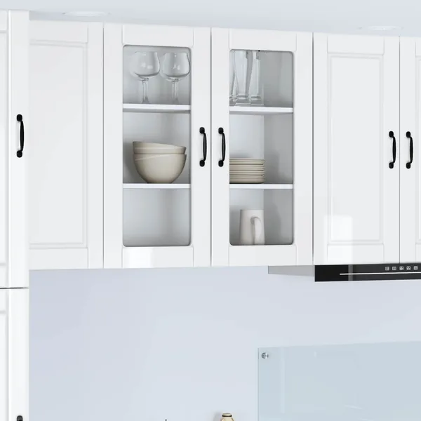 Cabinet en verre mural PORTO Blanc brillant 80 x 31 x 80 cm