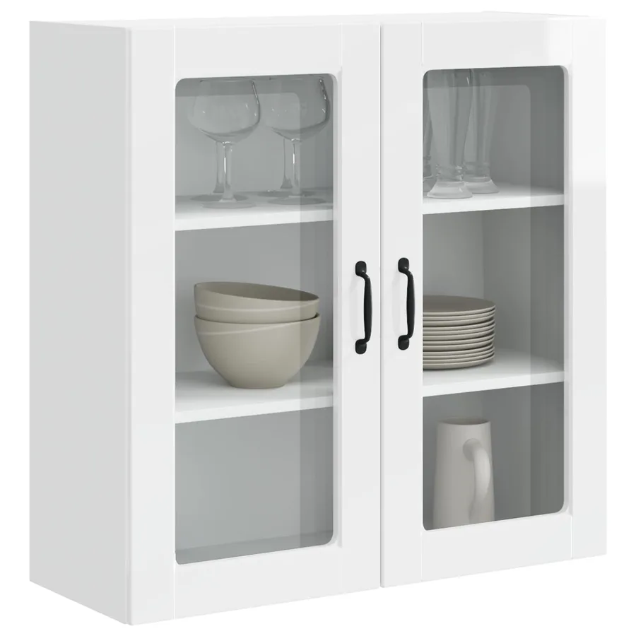 Cabinet en verre mural PORTO Blanc brillant 80 x 31 x 80 cm - 3