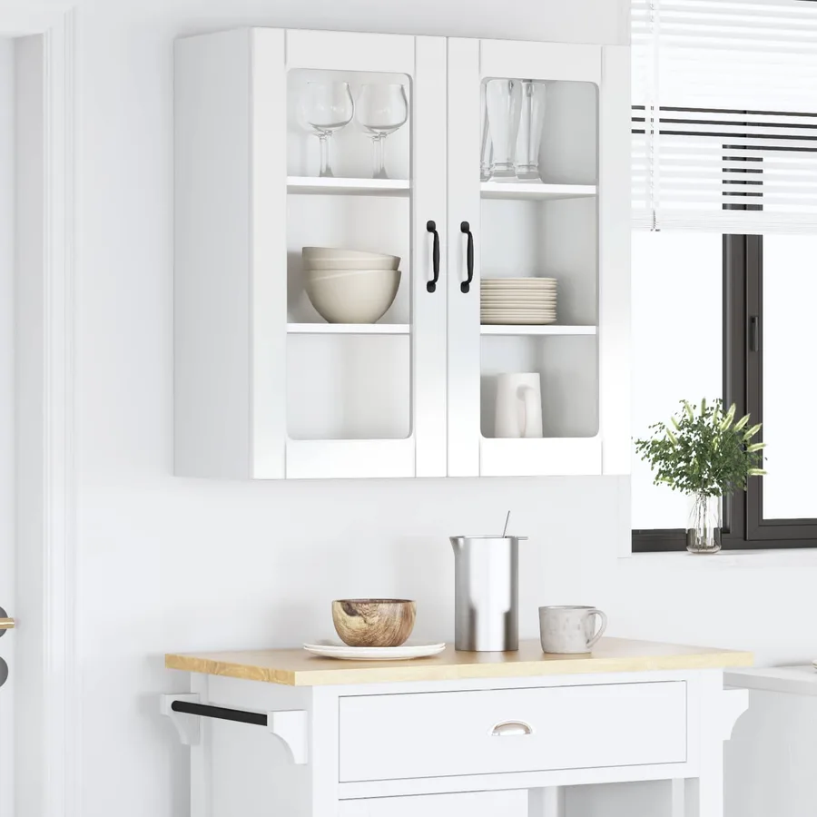 Cabinet en verre mural PORTO Blanc brillant 80 x 31 x 80 cm - 4