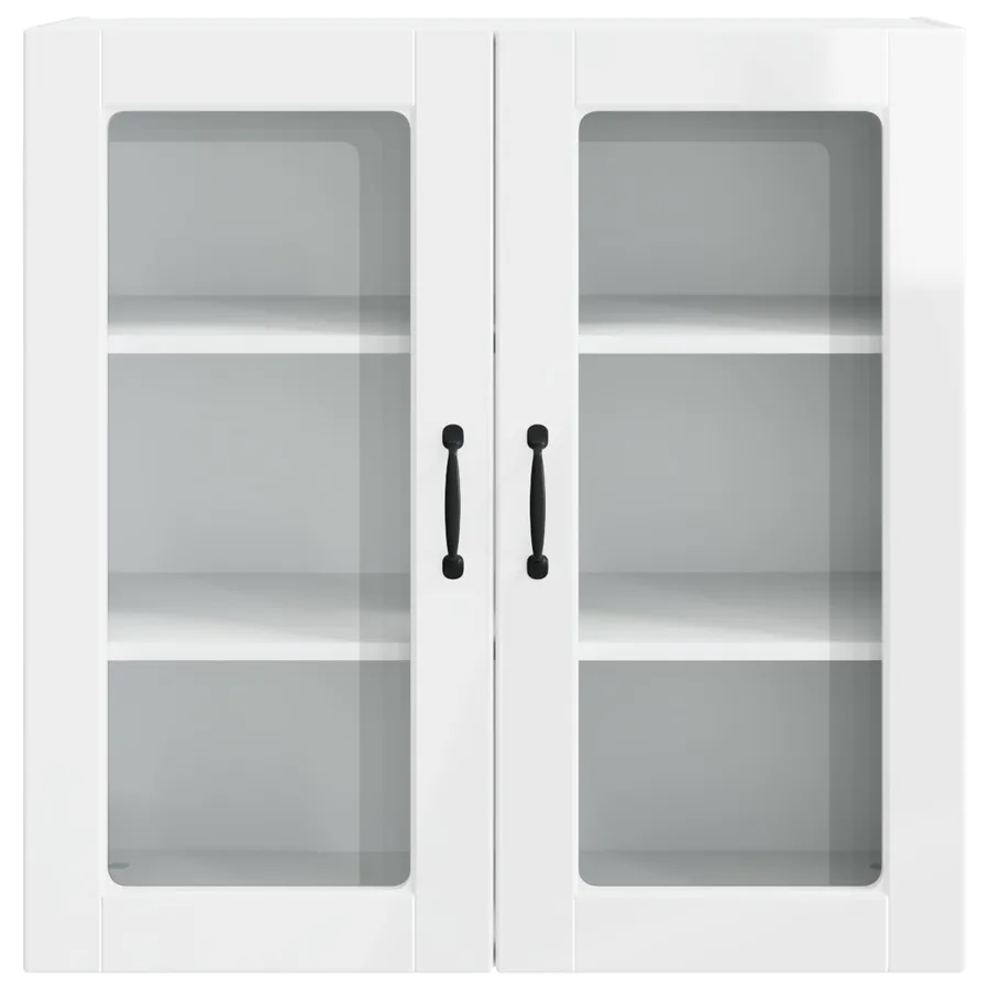 Cabinet en verre mural PORTO Blanc brillant 80 x 31 x 80 cm - 6