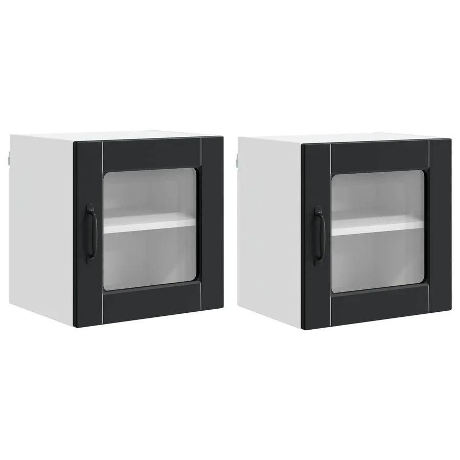 Cabinet en verre mural PORTO 2 pcs Noir 40 x 31 x 40 cm - 2