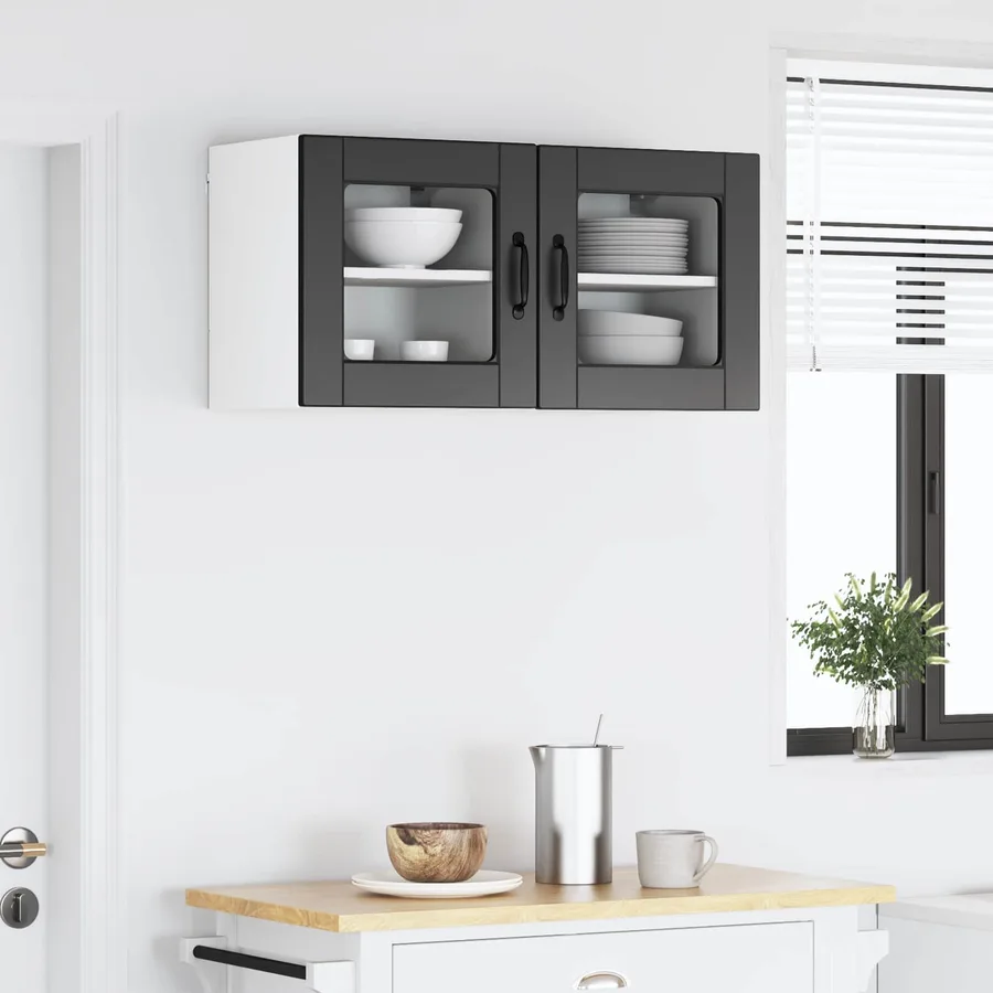 Cabinet en verre mural PORTO 2 pcs Noir 40 x 31 x 40 cm - 4