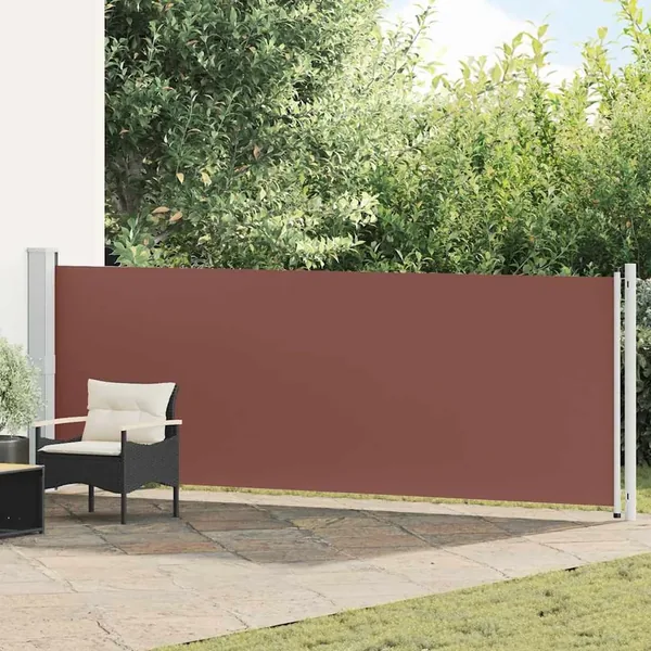 Auvent latéral rétractable de patio 140x600 cm Marron